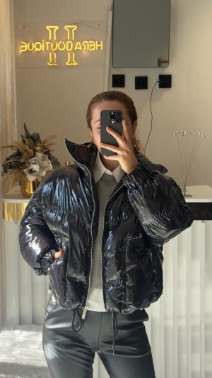 Vinil Bomber Mont Siyah