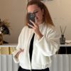 Bomber Crop Ceket Beyaz