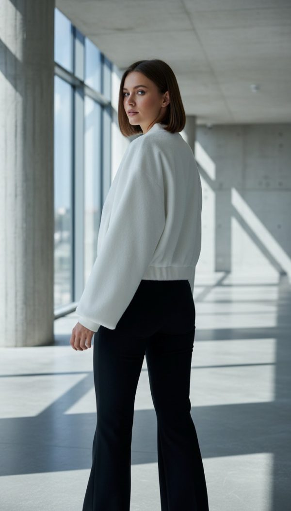 Bomber Crop Ceket Beyaz