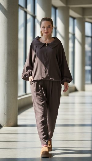 Kahverengi Oversize Eşofman Takımı
