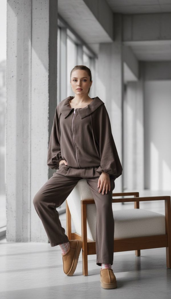 Kahverengi Oversize Eşofman Takımı