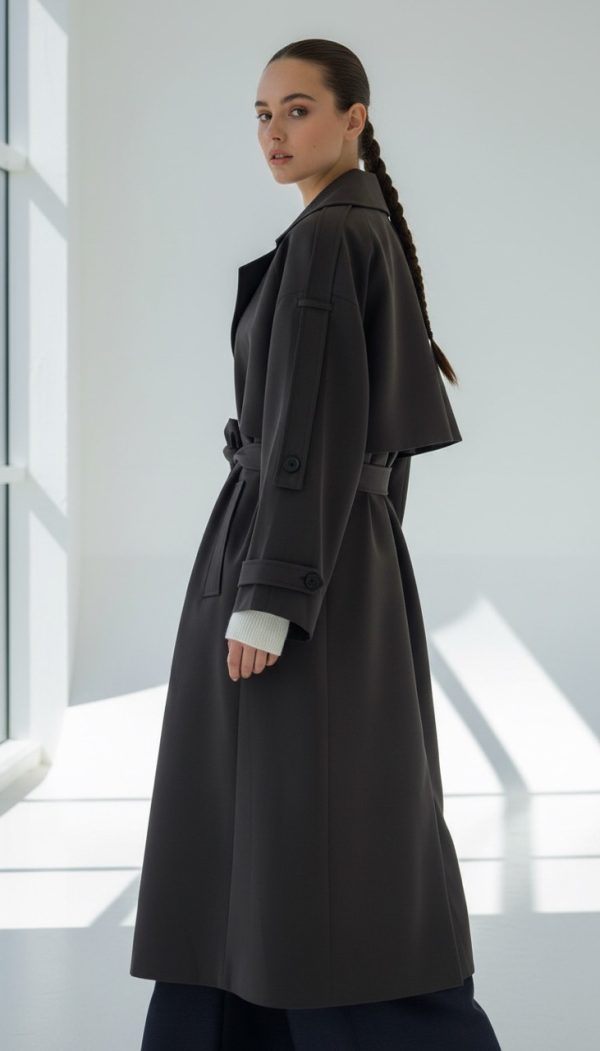 Koyu Kahverengi Oversize Trençkot