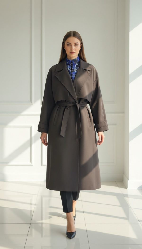 Koyu Kahverengi Oversize Trençkot