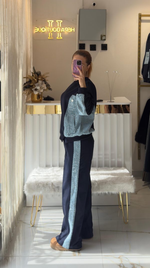 Modal Kumaş Denim Pul Detay Tasarım Takım